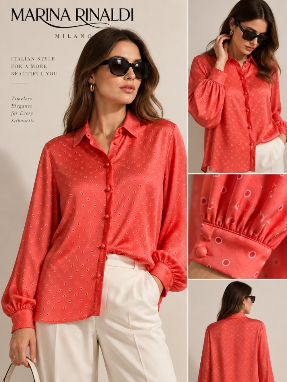 Marina Rinaldi Coral Silky Viscose Blouse